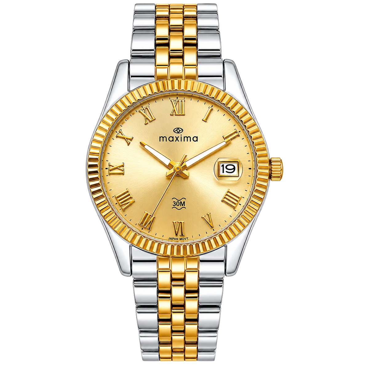 Maxima Athena Gold Dial Two-Tone Stainless Steel Strap Women's Watch 72453CMLT - view 1