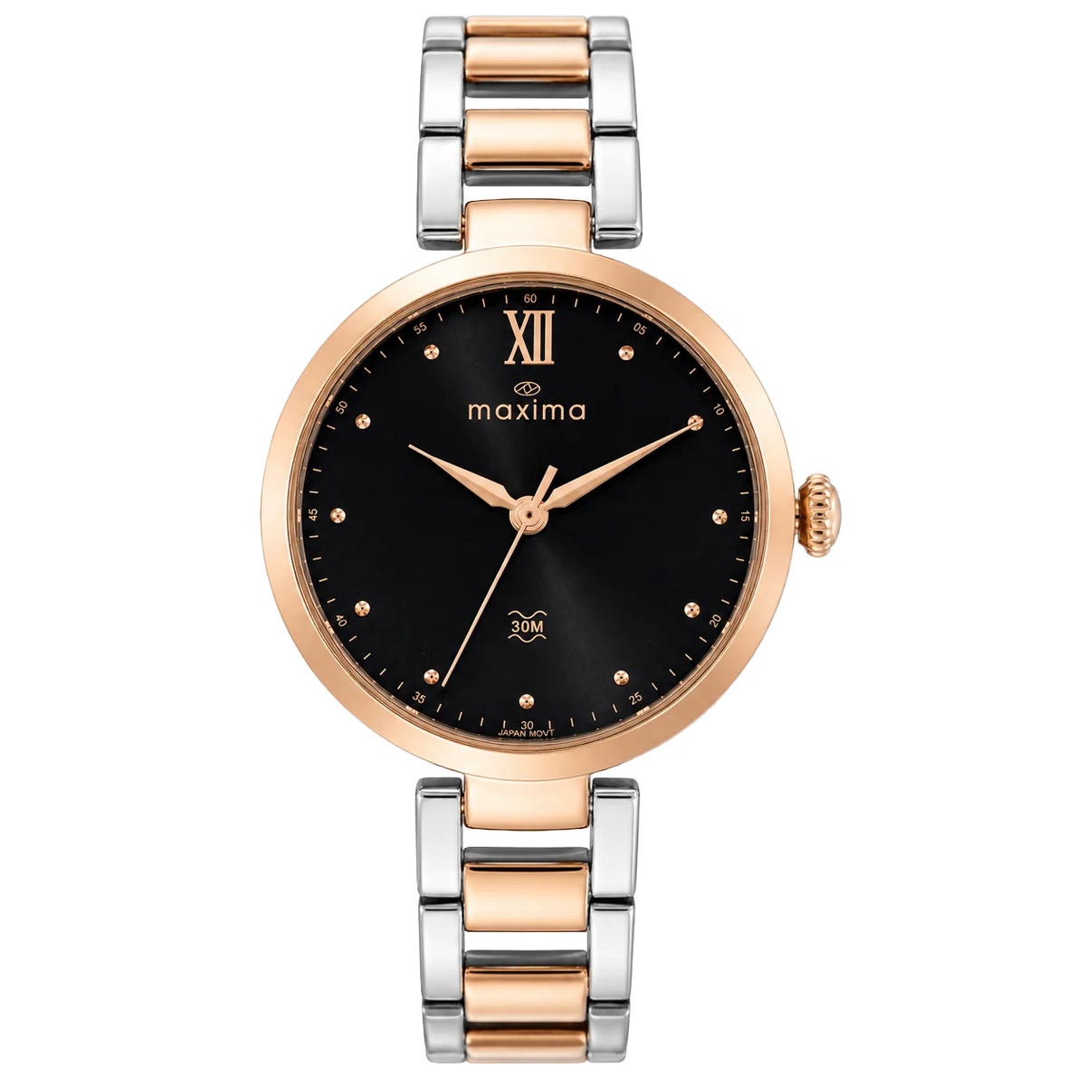 Maxima Athena Black Dial Two-Tone Stainless Steel Strap Women's Watch 73172BMLT - view 1