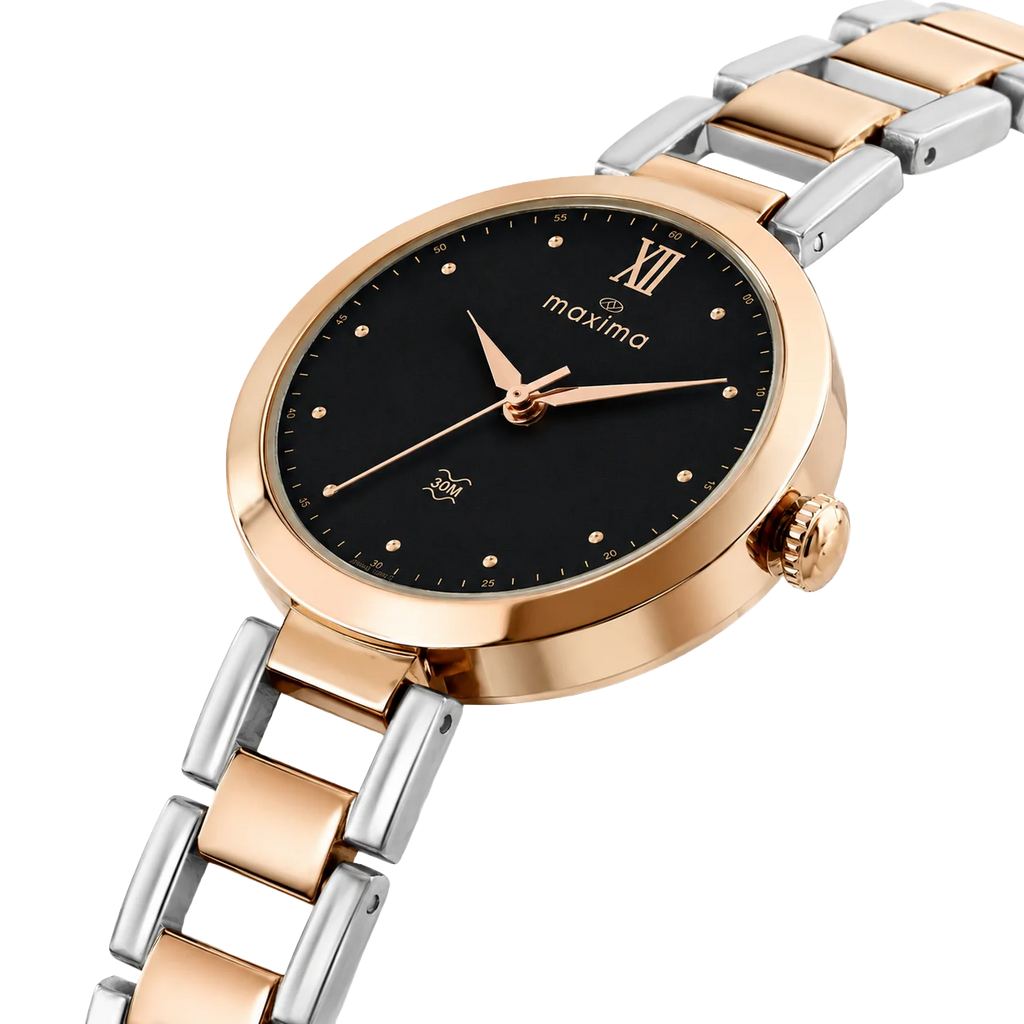 Maxima Athena Black Dial Two-Tone Stainless Steel Strap Women's Watch 73172BMLT - view 4