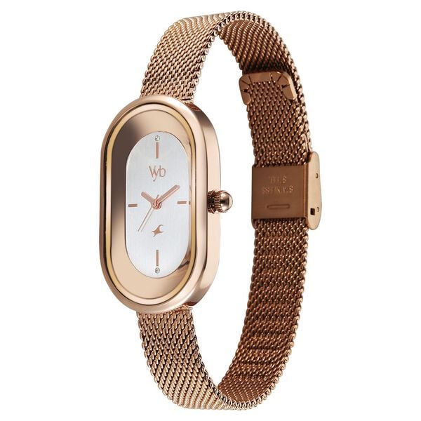 Fastrack Vyb Mirage Silver Dial Rose Gold Stainless Steel Strap Women's Watch FV60095WM01 - view 4