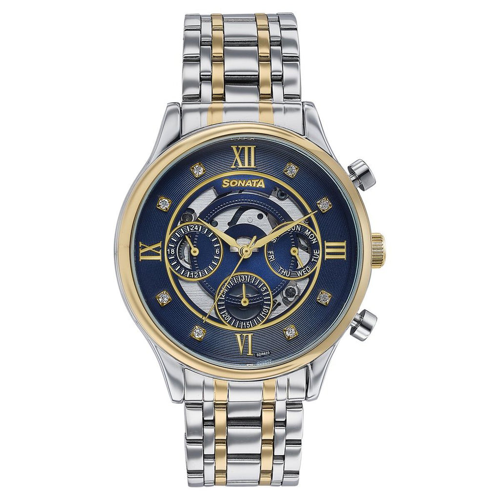 Sonata Wedding Edit Blue Dial Two-Tone Stainless Steel Strap Men's Watch 77146BM01 - view 2