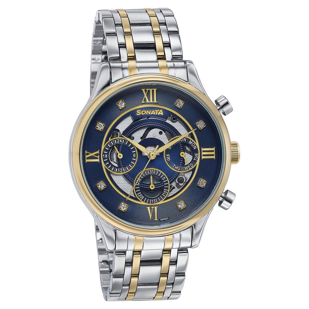 Sonata Wedding Edit Blue Dial Two-Tone Stainless Steel Strap Men's Watch 77146BM01 - view 3
