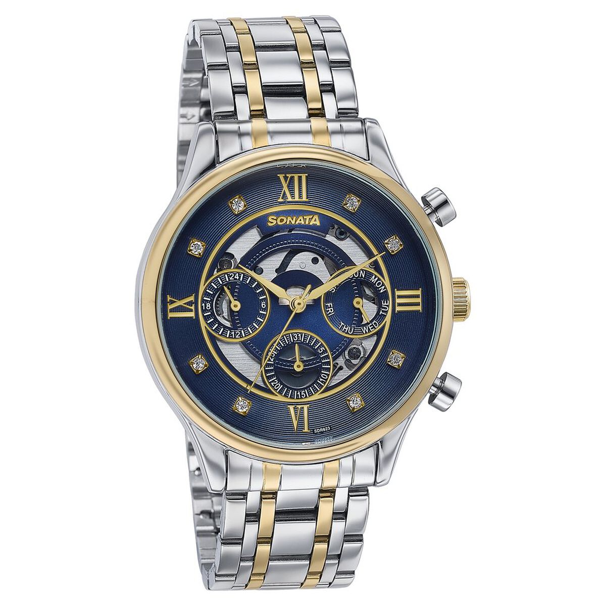 Sonata Wedding Edit Blue Dial Two-Tone Stainless Steel Strap Men's Watch 77146BM01 - view 3