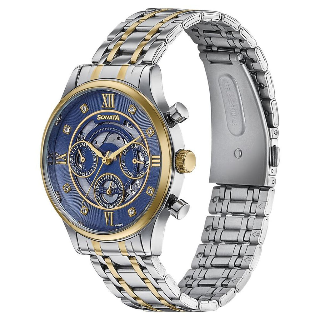 Sonata Wedding Edit Blue Dial Two-Tone Stainless Steel Strap Men's Watch 77146BM01 - view 4