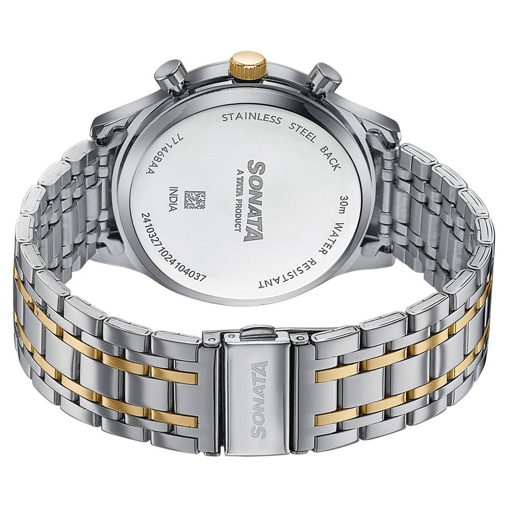 Sonata Wedding Edit Blue Dial Two-Tone Stainless Steel Strap Men's Watch 77146BM01 - view 6