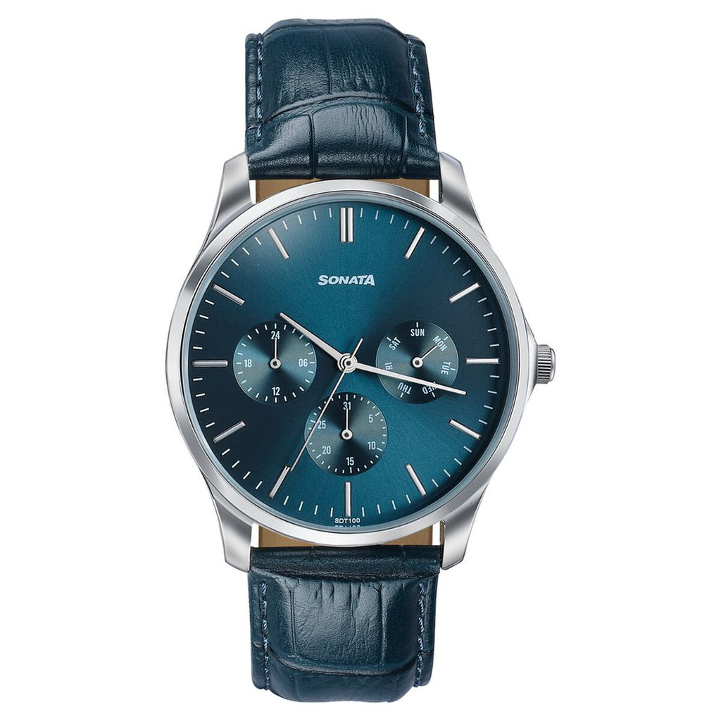Sonata Axis Green Dial Green Leather Strap Men's Watch 77163SL04 - view 1