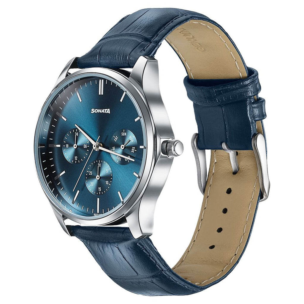 Sonata Axis Green Dial Green Leather Strap Men's Watch 77163SL04 - view 3