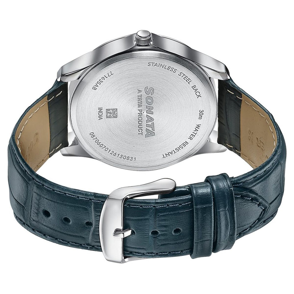 Sonata Axis Green Dial Green Leather Strap Men's Watch 77163SL04 - view 6