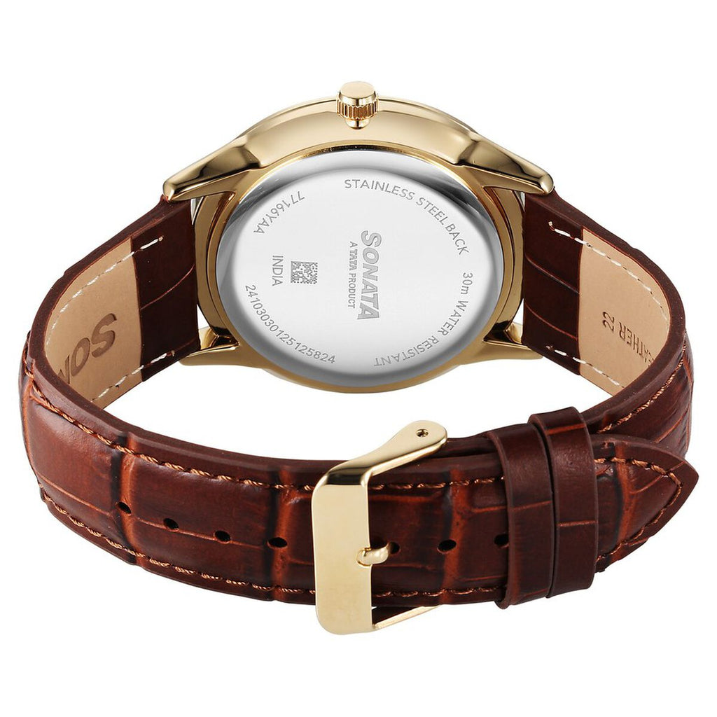 Sonata Eternia Maroon Dial Brown Leather Strap Men's Watch 77166YL02 - view 5