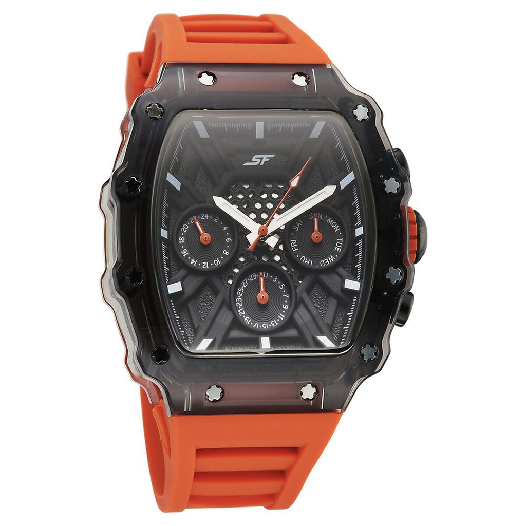 Sonata SF Maiden Voyage Black Dial Orange Silicone Strap Men's Watch 77178PP01W - view 1