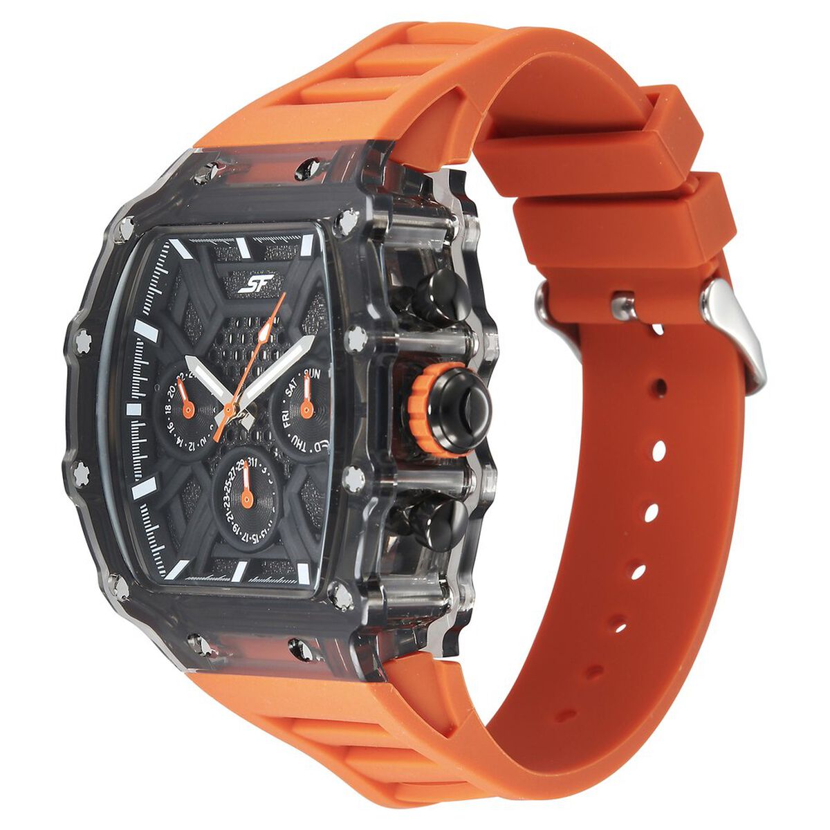 Sonata SF Maiden Voyage Black Dial Orange Silicone Strap Men's Watch 77178PP01W - view 2