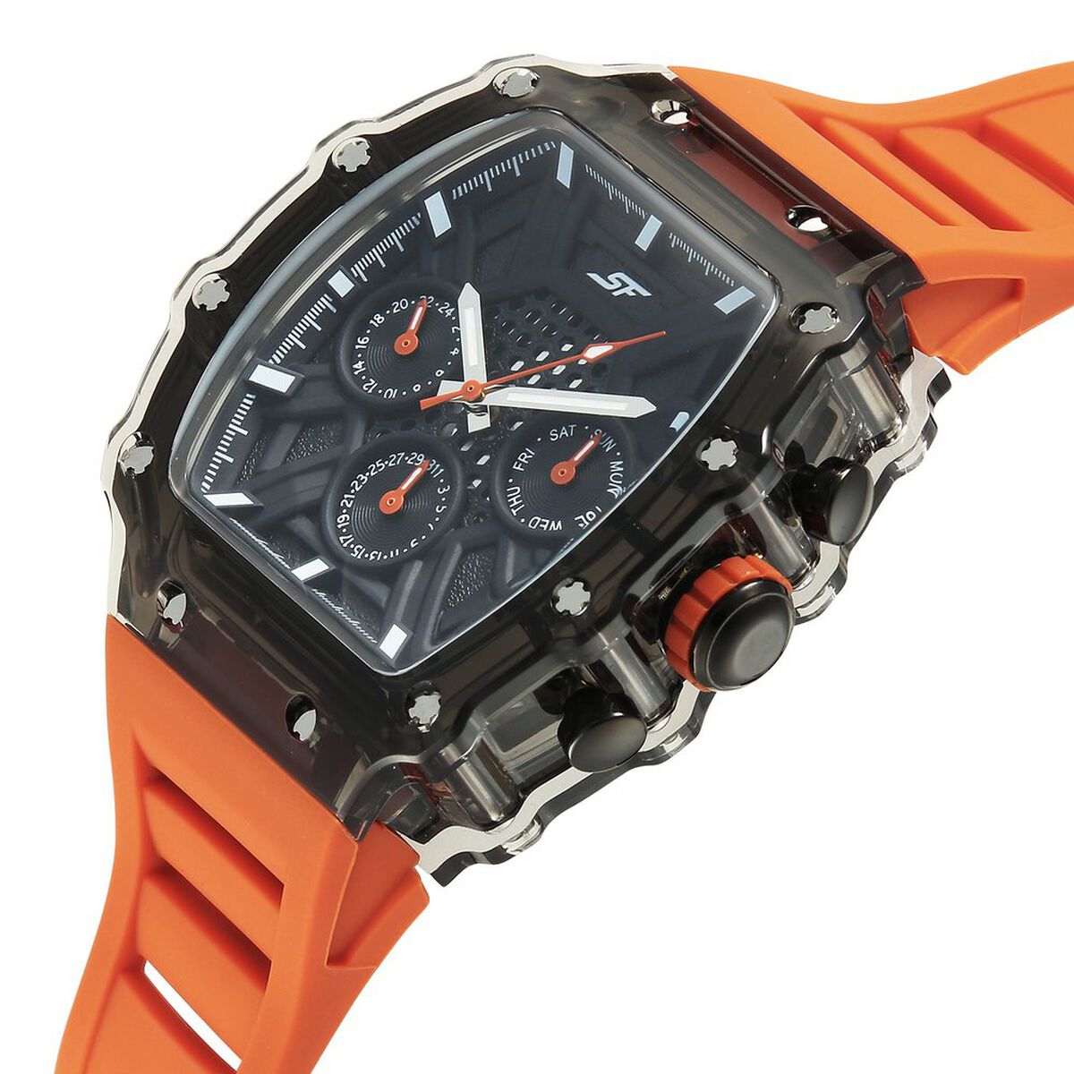 Sonata SF Maiden Voyage Black Dial Orange Silicone Strap Men's Watch 77178PP01W - view 3