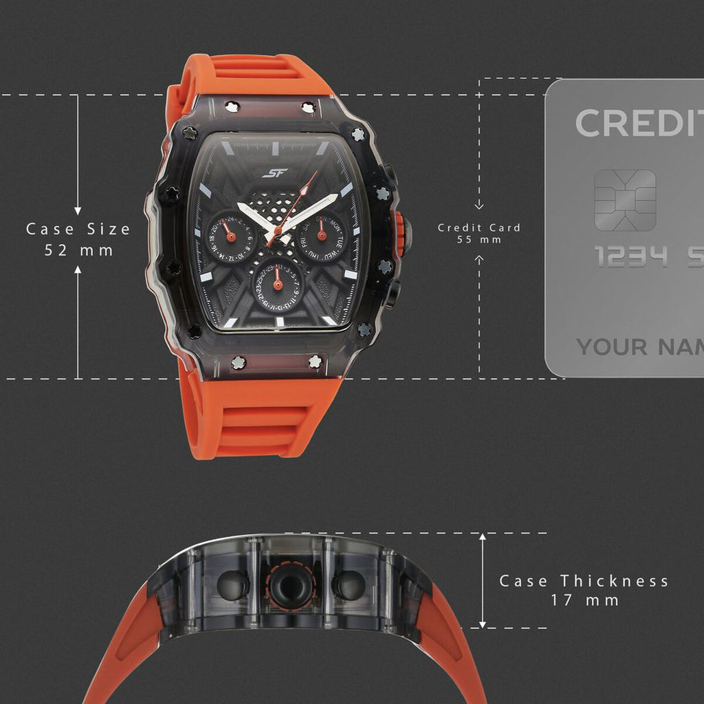 Sonata SF Maiden Voyage Black Dial Orange Silicone Strap Men's Watch 77178PP01W - view 4