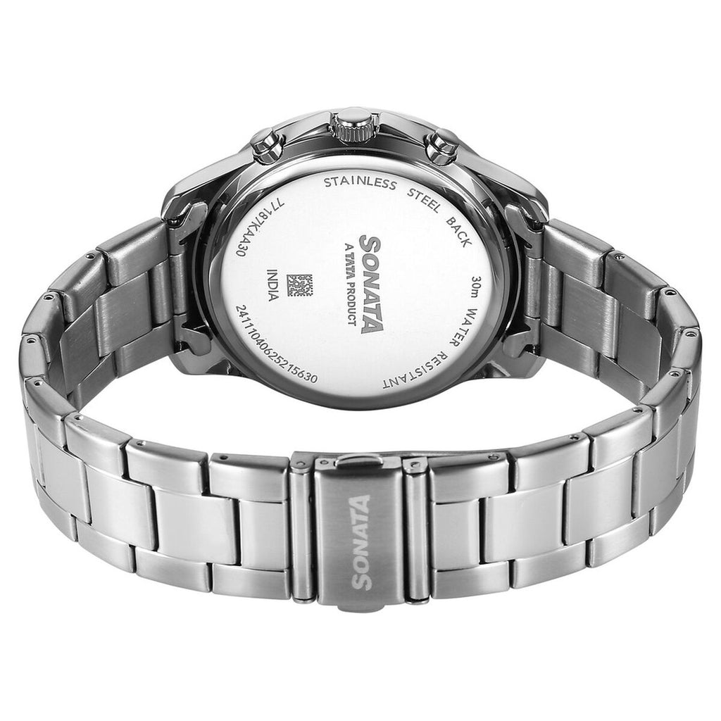 Sonata Chronos Blue Dial Silver Stainless Steel Strap Men's Watch 77187KM02 - view 5