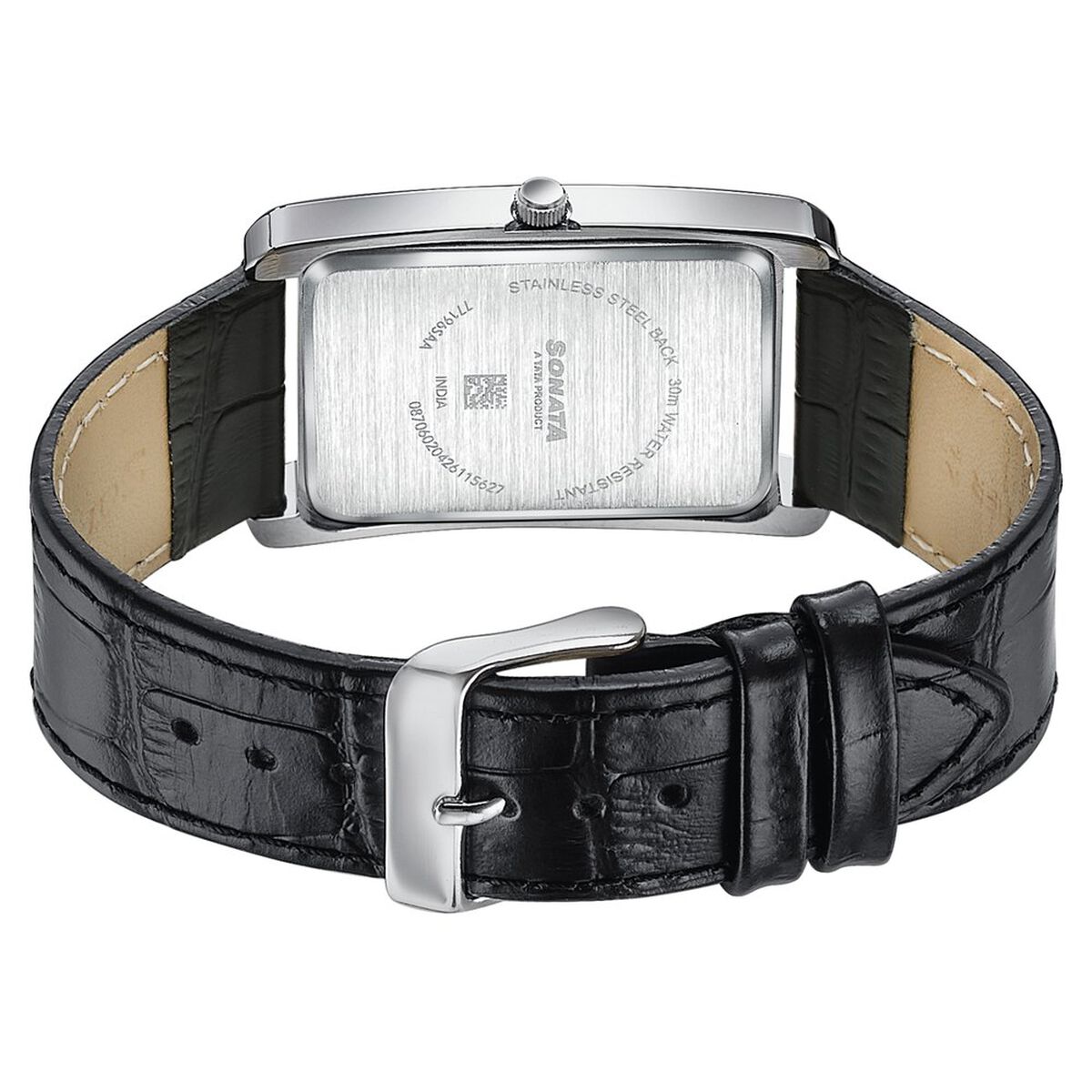 Sonata Ascent White Dial Black Leather Strap Men's Watch 77196SL01 - view 6