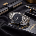 Sonata Vector Black Dial Silver Stainless Steel Strap Men's Watch 77197SM02 - view 1