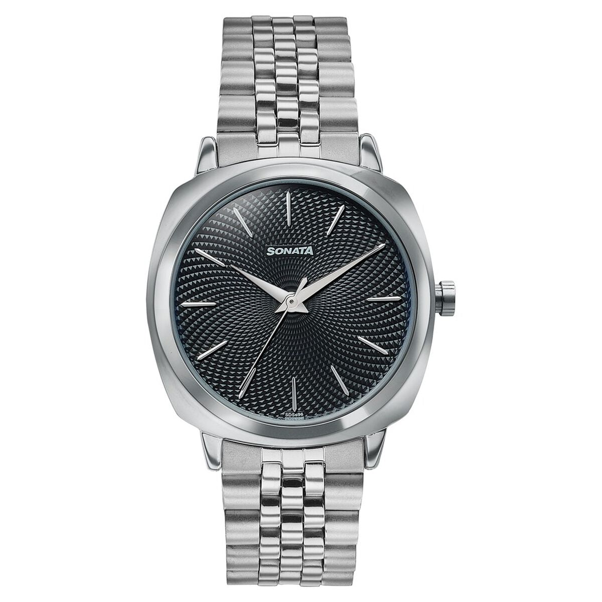 Sonata Vector Black Dial Silver Stainless Steel Strap Men's Watch 77197SM02 - view 2