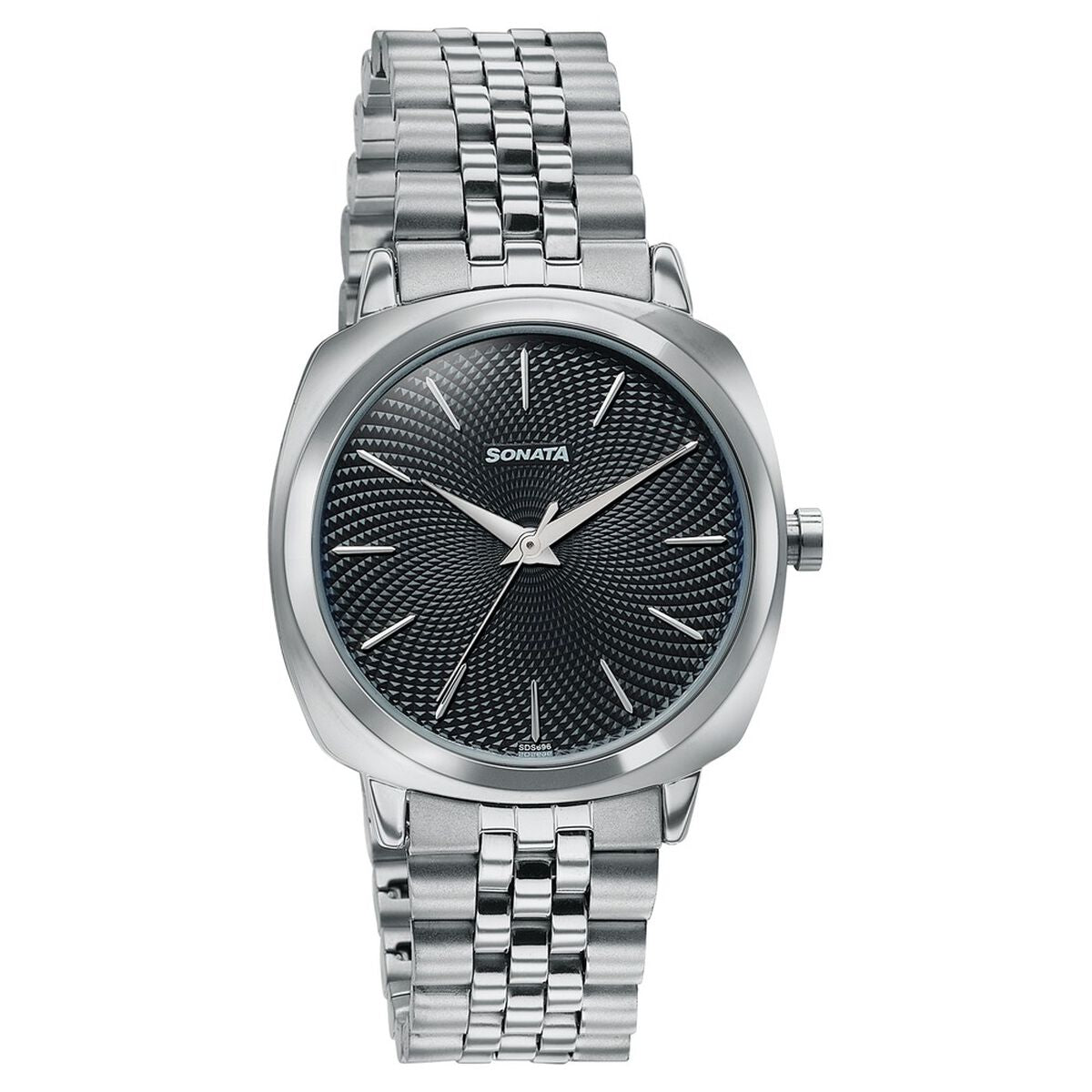 Sonata Vector Black Dial Silver Stainless Steel Strap Men's Watch 77197SM02 - view 3