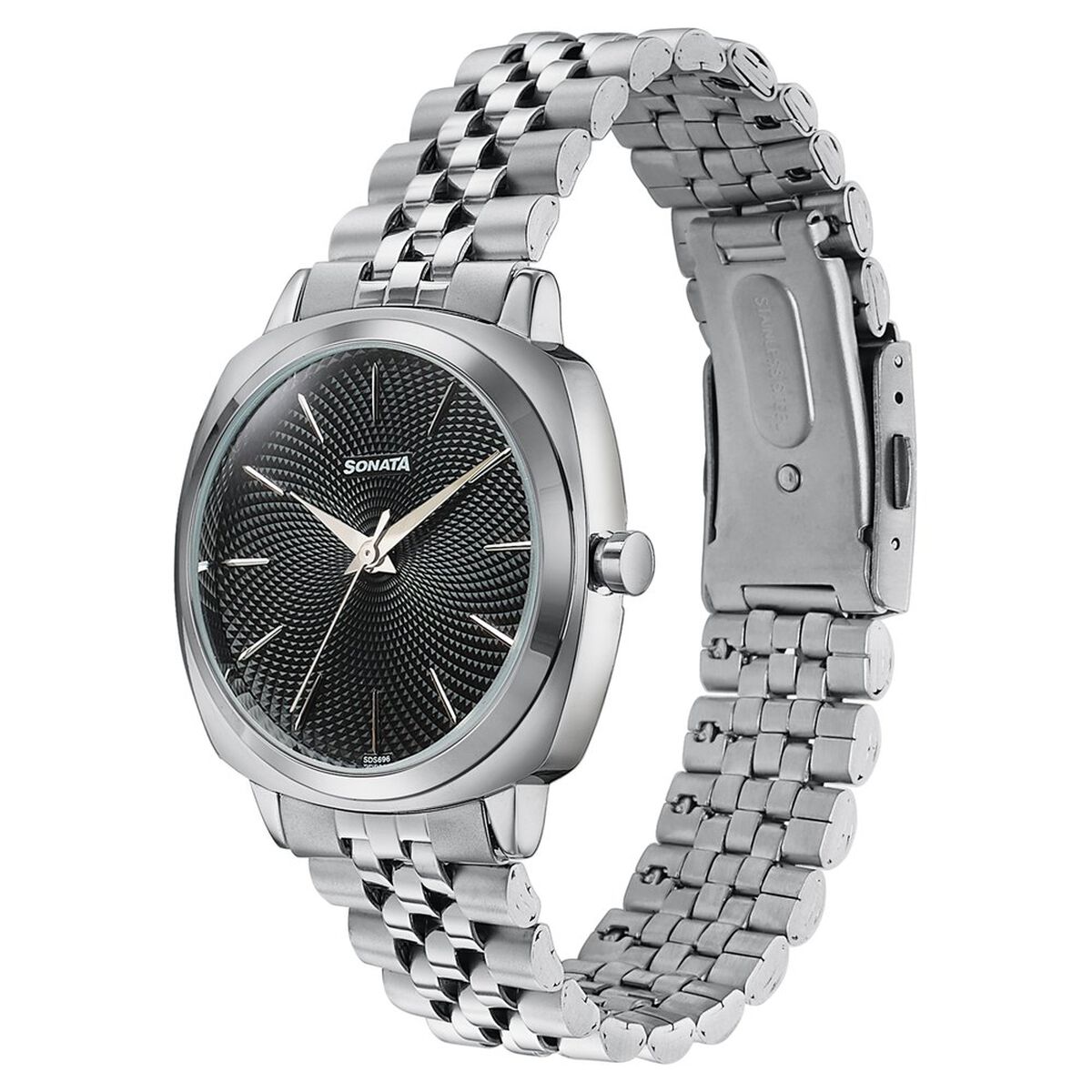 Sonata Vector Black Dial Silver Stainless Steel Strap Men's Watch 77197SM02 - view 5