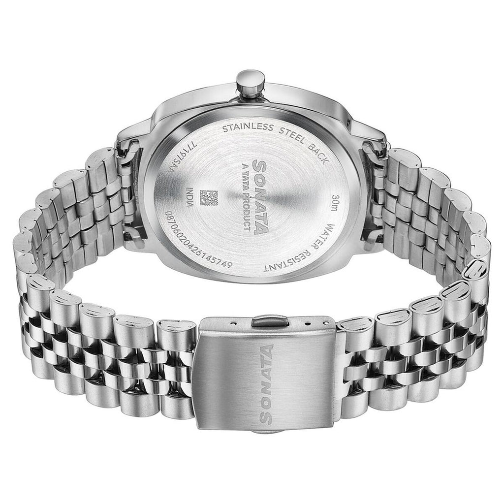 Sonata Vector Black Dial Silver Stainless Steel Strap Men's Watch 77197SM02 - view 7
