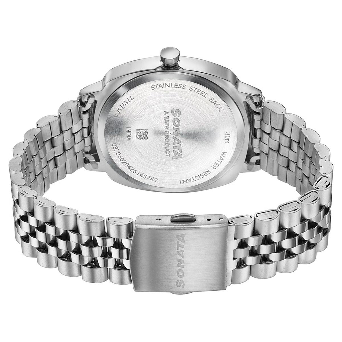 Sonata Vector Black Dial Silver Stainless Steel Strap Men's Watch 77197SM02 - view 7