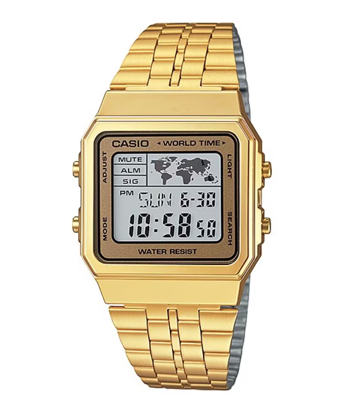 Casio Vintage Gold-Tone Digital Stainless Steel Strap Unisex Watch A500WGA-9 - view 1