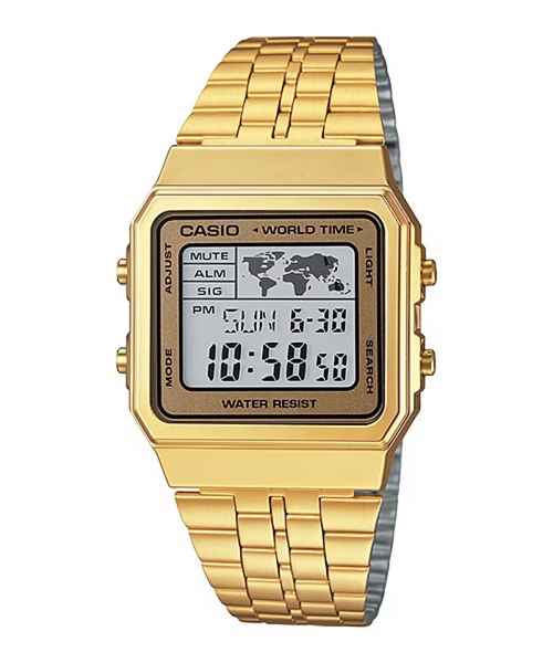 Casio Vintage Gold-Tone Digital Stainless Steel Strap Unisex Watch A500WGA-9 - view 1