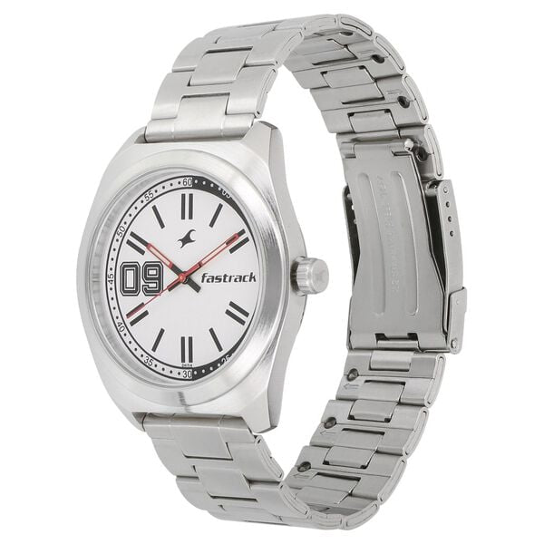 Fastrack Varsity White Dial Silver Stainless Steel Strap Men's Watch 3179SM01 - view 2