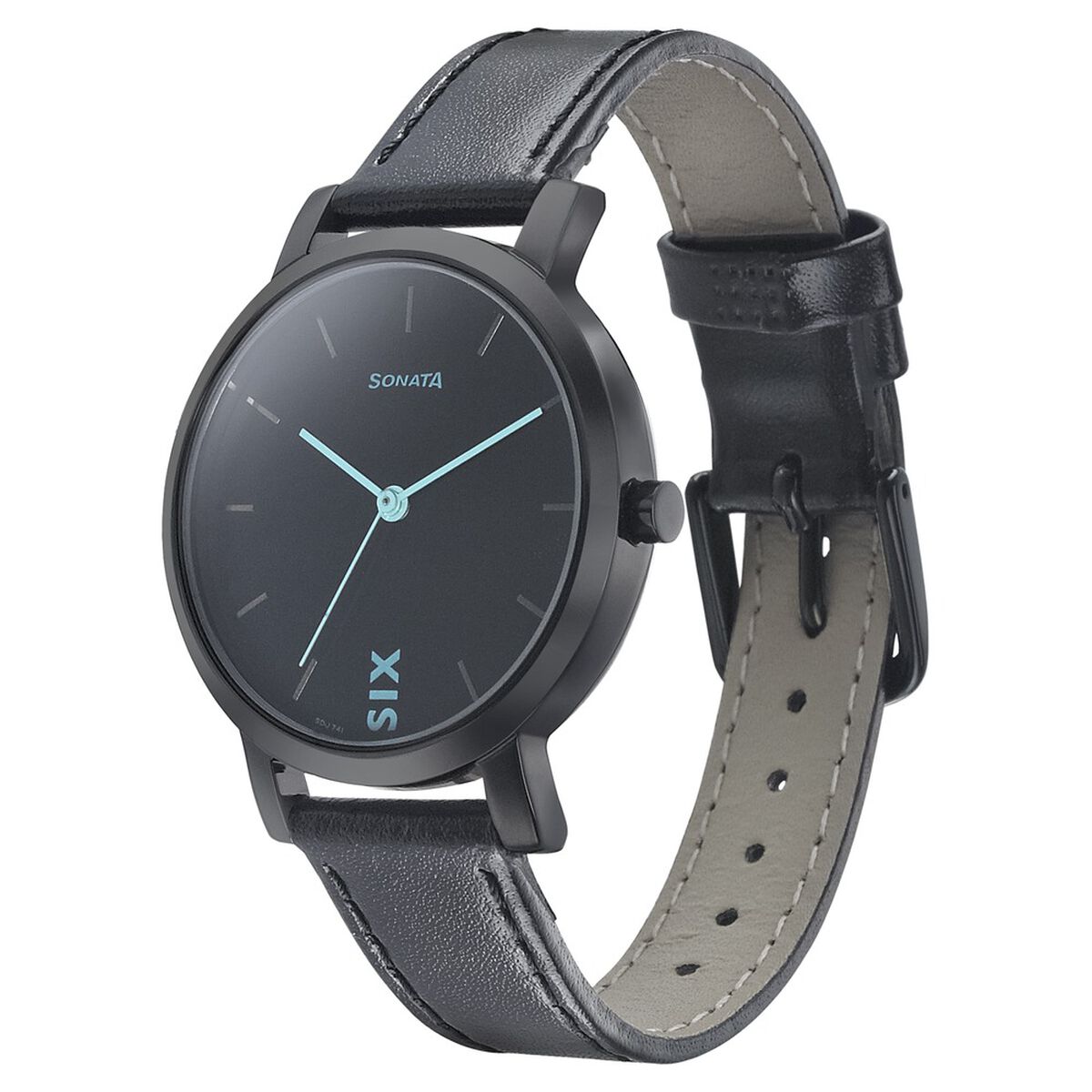 Sonata Play Black Dial Black Leather Strap Women's Watch 8164NL01 - view 2