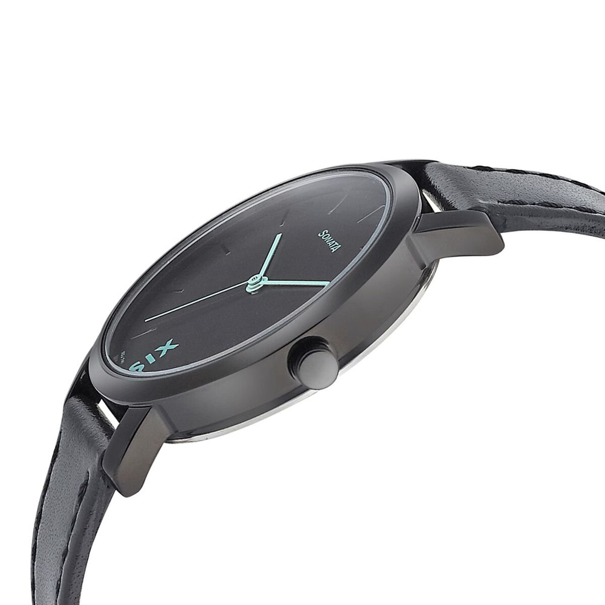 Sonata Play Black Dial Black Leather Strap Women's Watch 8164NL01 - view 3