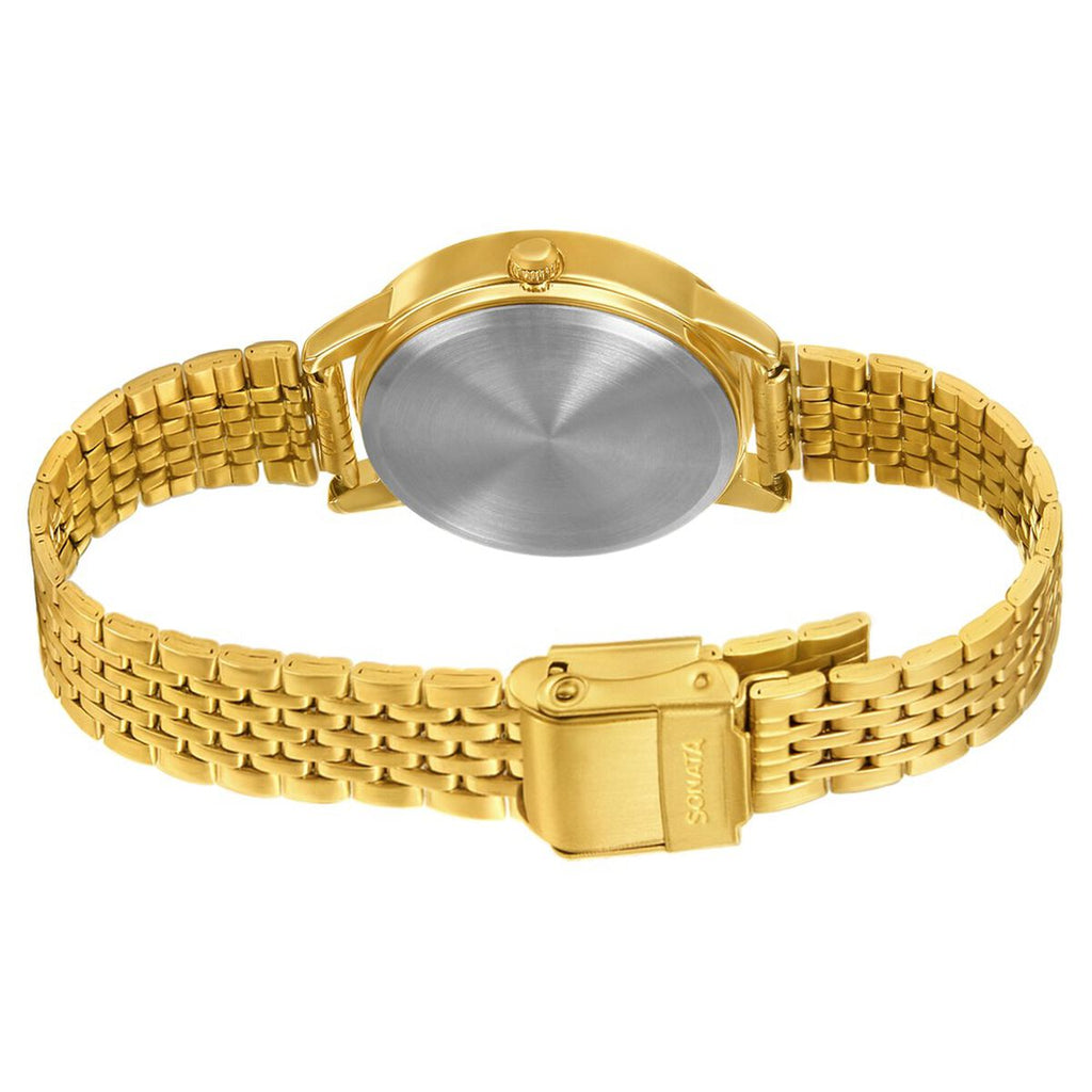Sonata Gold Edit Maroon Dial Gold-Tone Stainless Steel Strap Women's Watch 8175YM03 - view 4