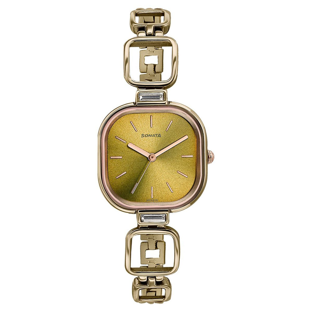 Sonata Colours of Earth Brown Dial Brown Metal Strap Women's Watch 8186KM04 - view 1
