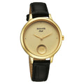 Sonata Gold Champagne with Gold Coin Dial Black Leather Strap Women's Watch 8190YL02 - view 1