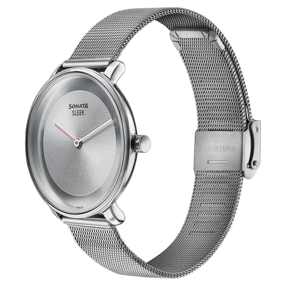Sonata Sleek Grey Dial Silver Stainless Steel Strap Women's Watch 8191SM01 - view 3