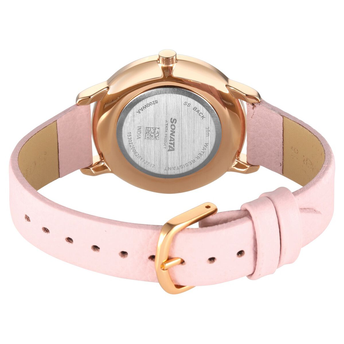 Sonata Sleek Silver Dial Pink Leather Strap Women's Watch 8200WL02 - view 6