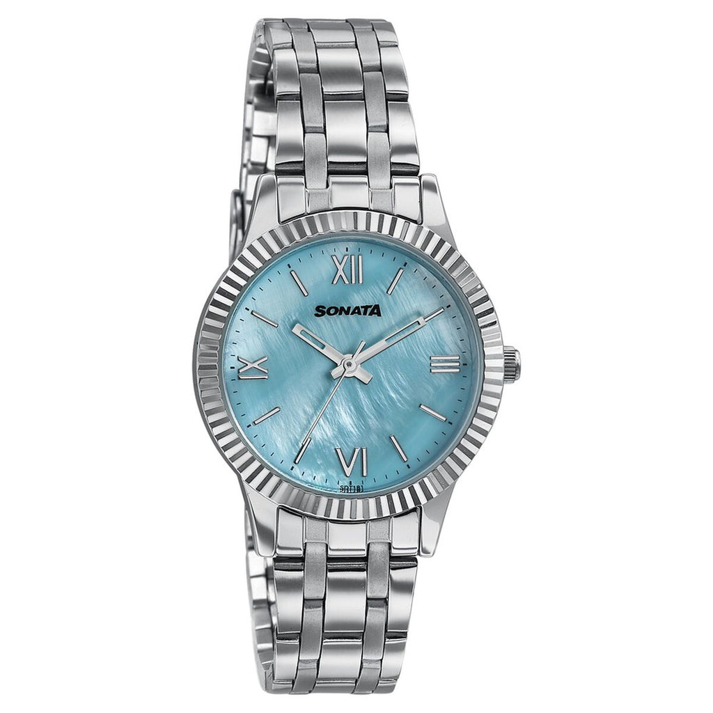 Sonata Ease Blue Mother of Pearl Dial Silver Stainless Steel Strap Women's Watch 8202SM04W - view 2