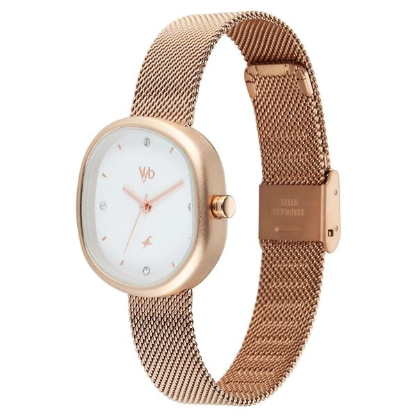 Fastrack Vyb Muse White Dial Rose Gold Stainless Steel Strap Women's Watch FV60087WM01 - view 4