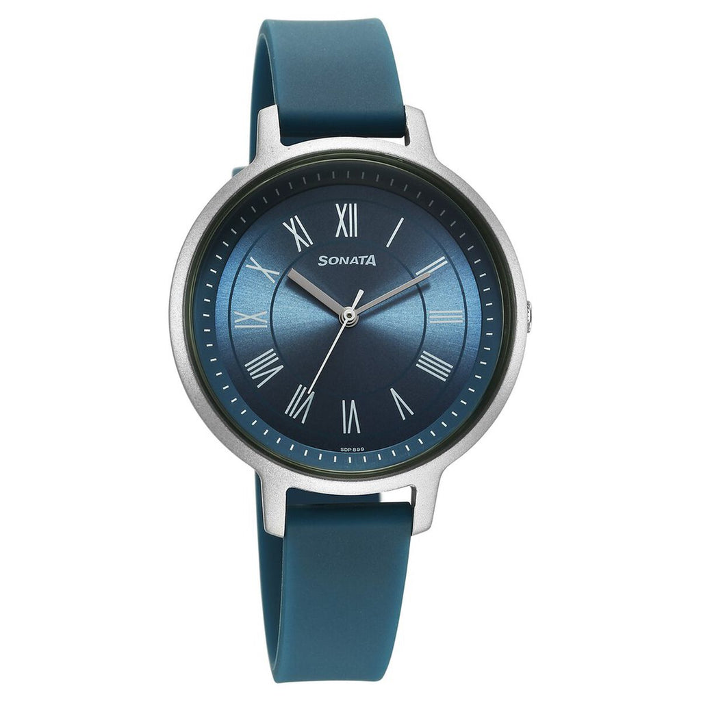 Sonata Splash Blue Dial Blue Plastic Strap Women's Watch 87049PP17W - view 1