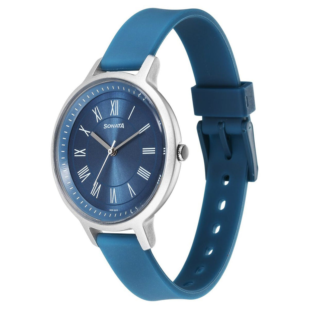 Sonata Splash Blue Dial Blue Plastic Strap Women's Watch 87049PP17W - view 3