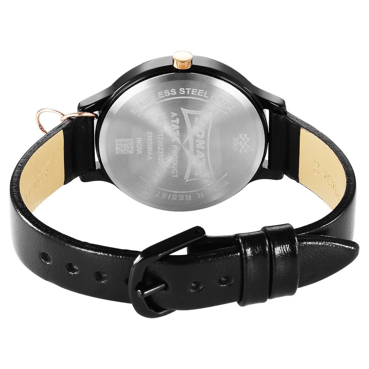 Sonata Blush Black Dial Black Leather Strap Women's Watch 87050KL01 - view 4