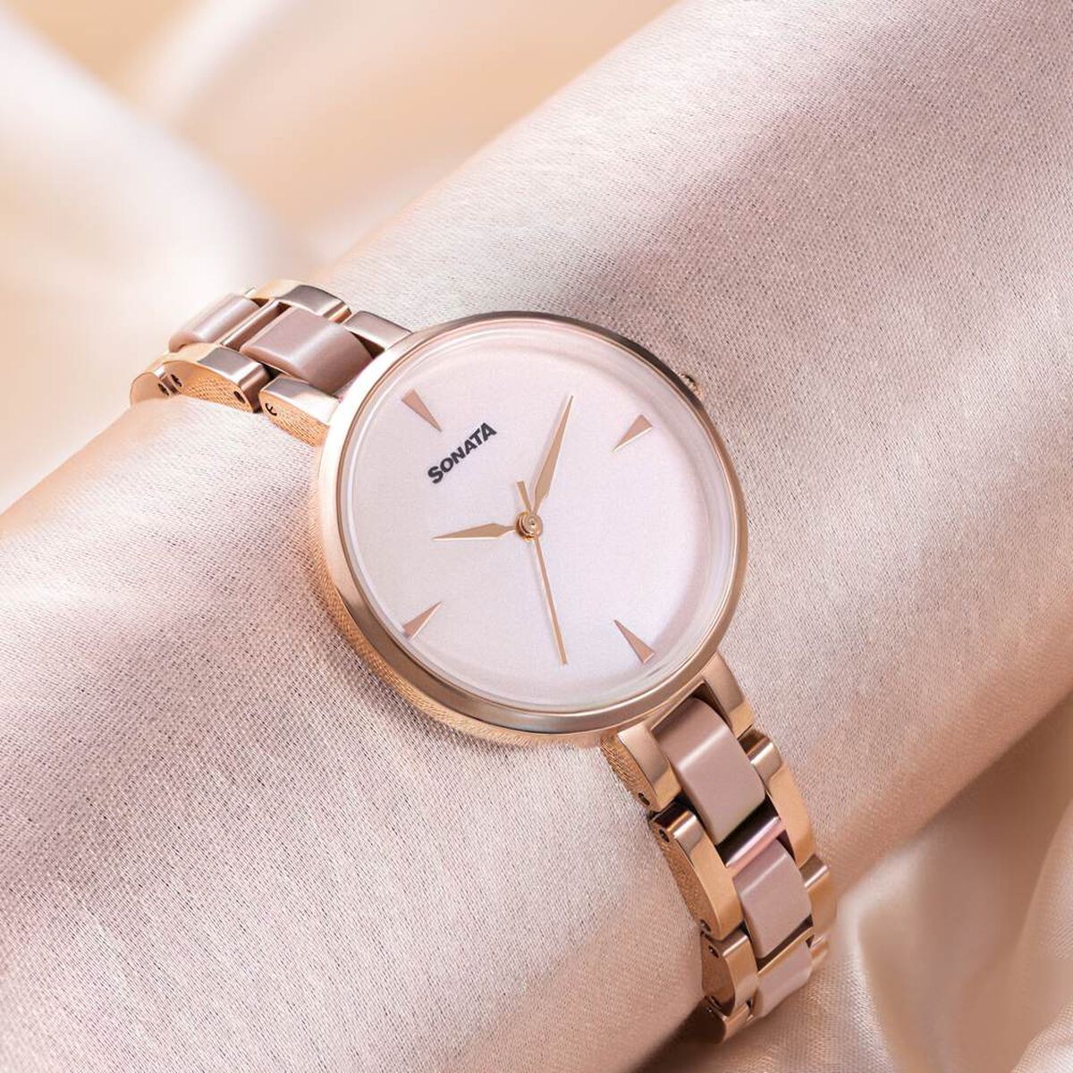 Sonata Mother of Pearl Dial Two-Tone Stainless Steel Strap Women's Watch 87064KD02 - view 1