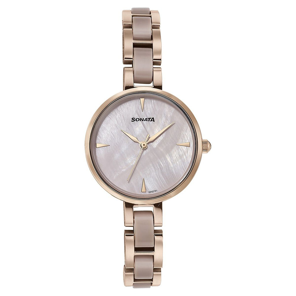 Sonata Mother of Pearl Dial Two-Tone Stainless Steel Strap Women's Watch 87064KD02 - view 2
