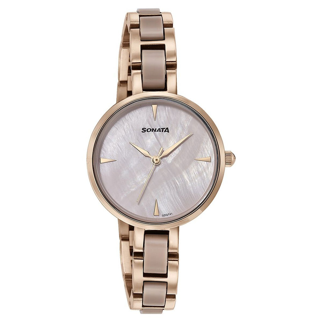 Sonata Mother of Pearl Dial Two-Tone Stainless Steel Strap Women's Watch 87064KD02 - view 3