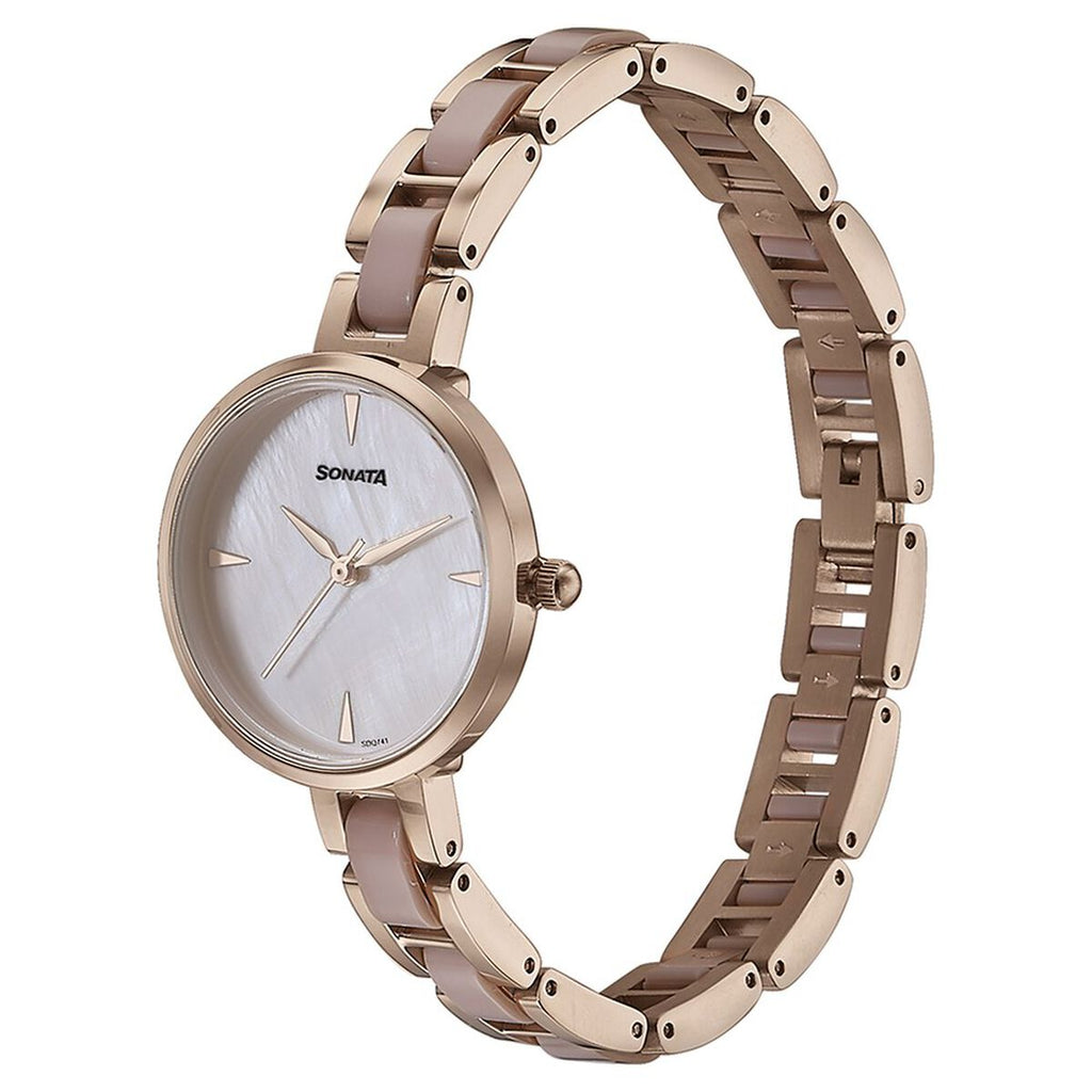 Sonata Mother of Pearl Dial Two-Tone Stainless Steel Strap Women's Watch 87064KD02 - view 4
