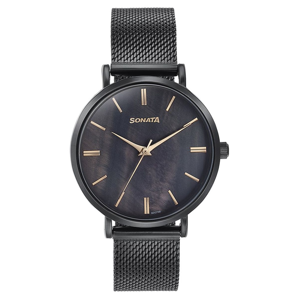Sonata Black Dial Black Stainless Steel Strap Women's Watch 87067NM01 - view 2