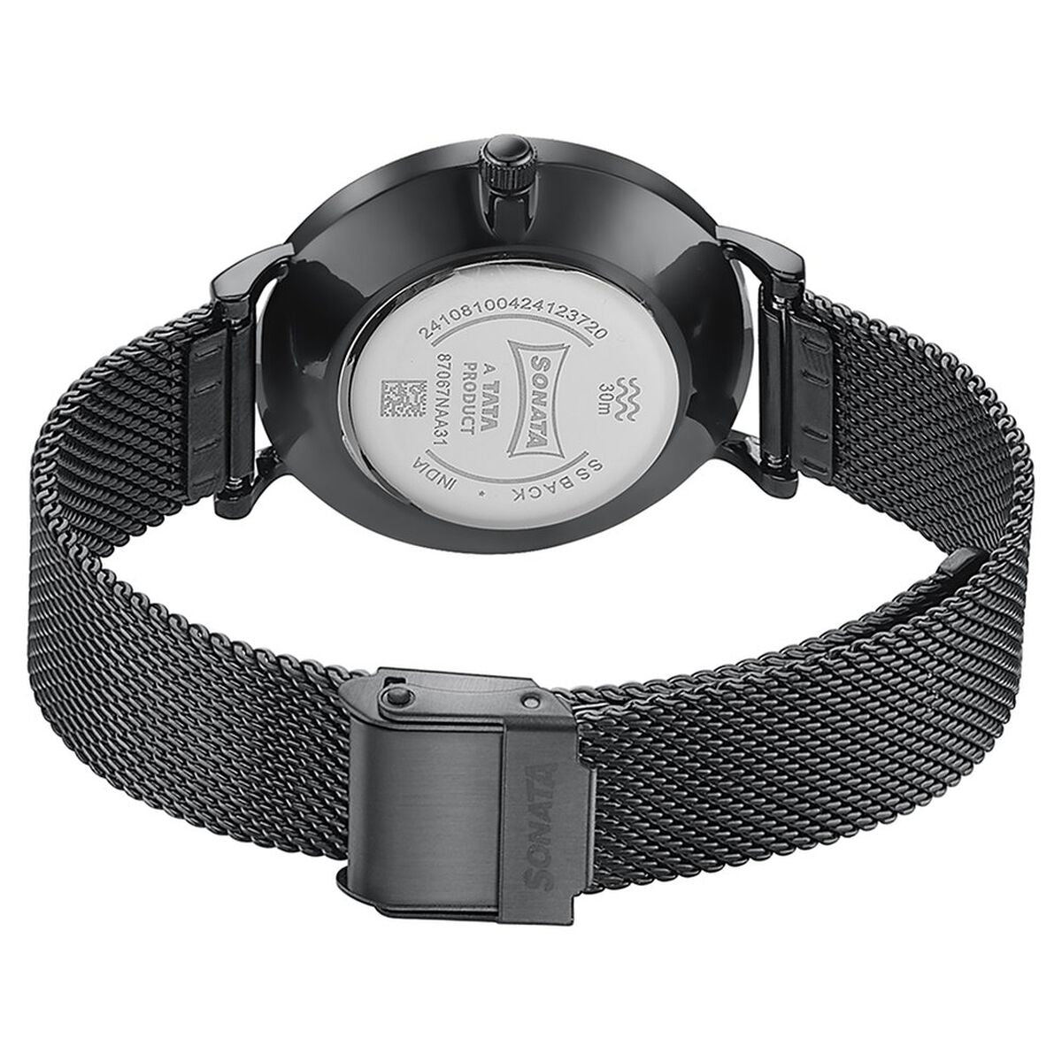 Sonata Black Dial Black Stainless Steel Strap Women's Watch 87067NM01 - view 6