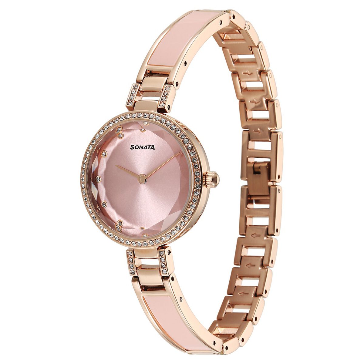 Sonata Aura Pink Dial Rose Gold Stainless Steel Strap Women's Watch 87100KD01 - view 2