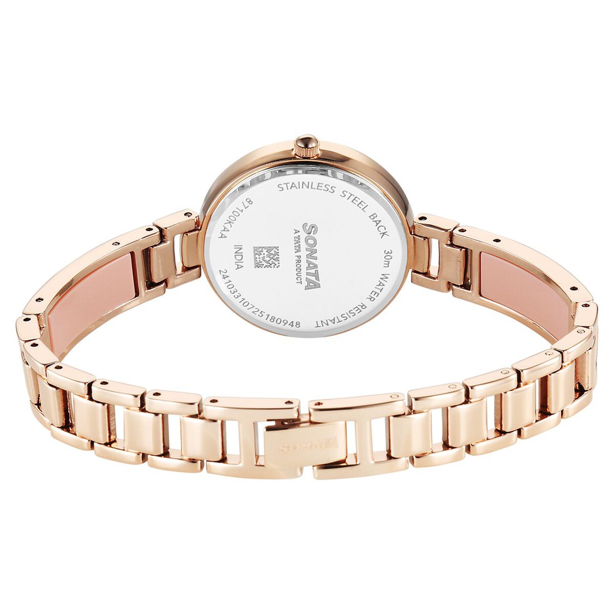 Sonata Aura Pink Dial Rose Gold Stainless Steel Strap Women's Watch 87100KD01 - view 4