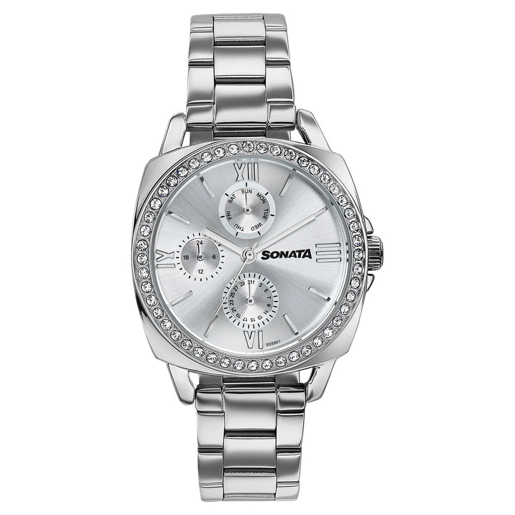 Sonata Festive Silver Dial Silver Metal Strap Women's Watch 87105SM01 - view 1
