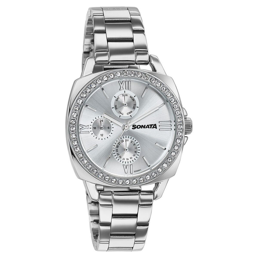 Sonata Festive Silver Dial Silver Metal Strap Women's Watch 87105SM01 - view 2